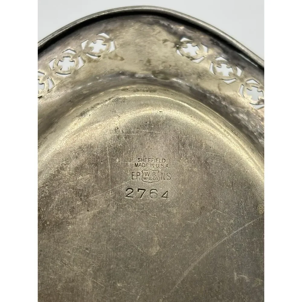 Vintage Sheffield EPNS Pierced Silverplate Oval Tray 13” Made In USA